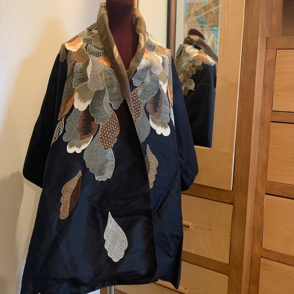 Hand Embroidered Silk Shawl #61